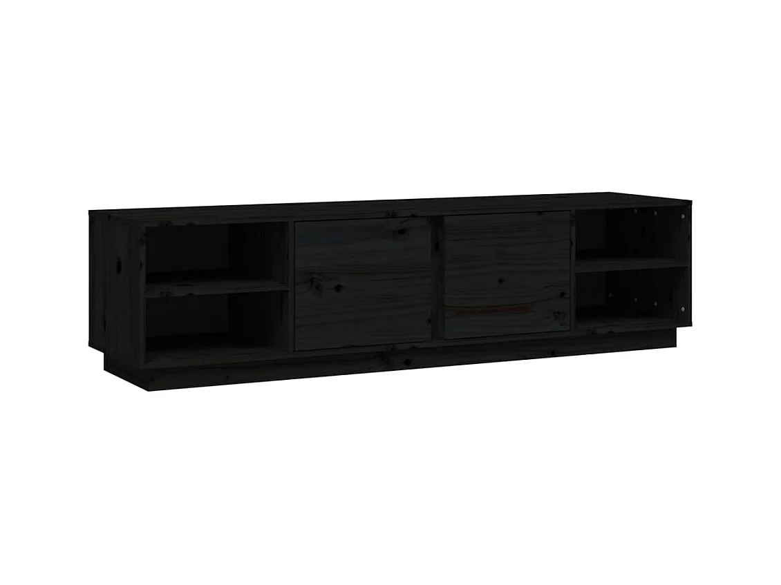 Mueble de TV | Mueble de salón madera maciza de pino negro 156x40x40 cm