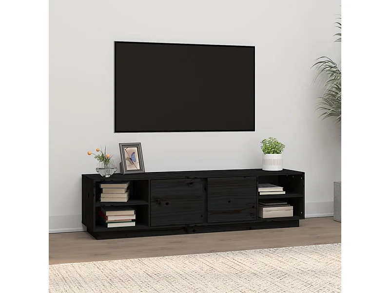 Meuble TV | Banc TV | Armoire TV Noir 156x40x40 cm Bois de pin massif