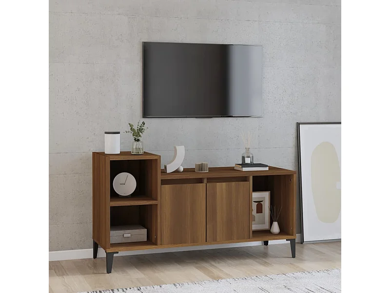 Mueble para TV  | Gabinete de TV |  Mueble de salón madera contrachapada marrón roble 100x35x55 cm