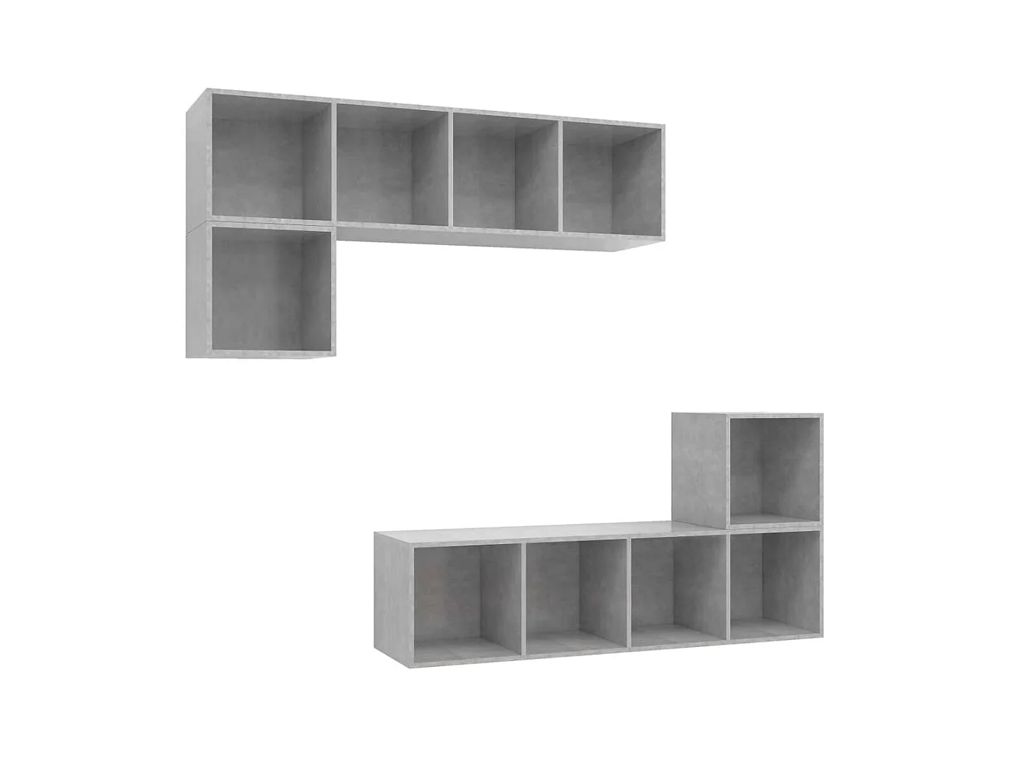 4-delige Tv-meubelset | Tv-Bank | TV-kast spaanplaat betongrijs