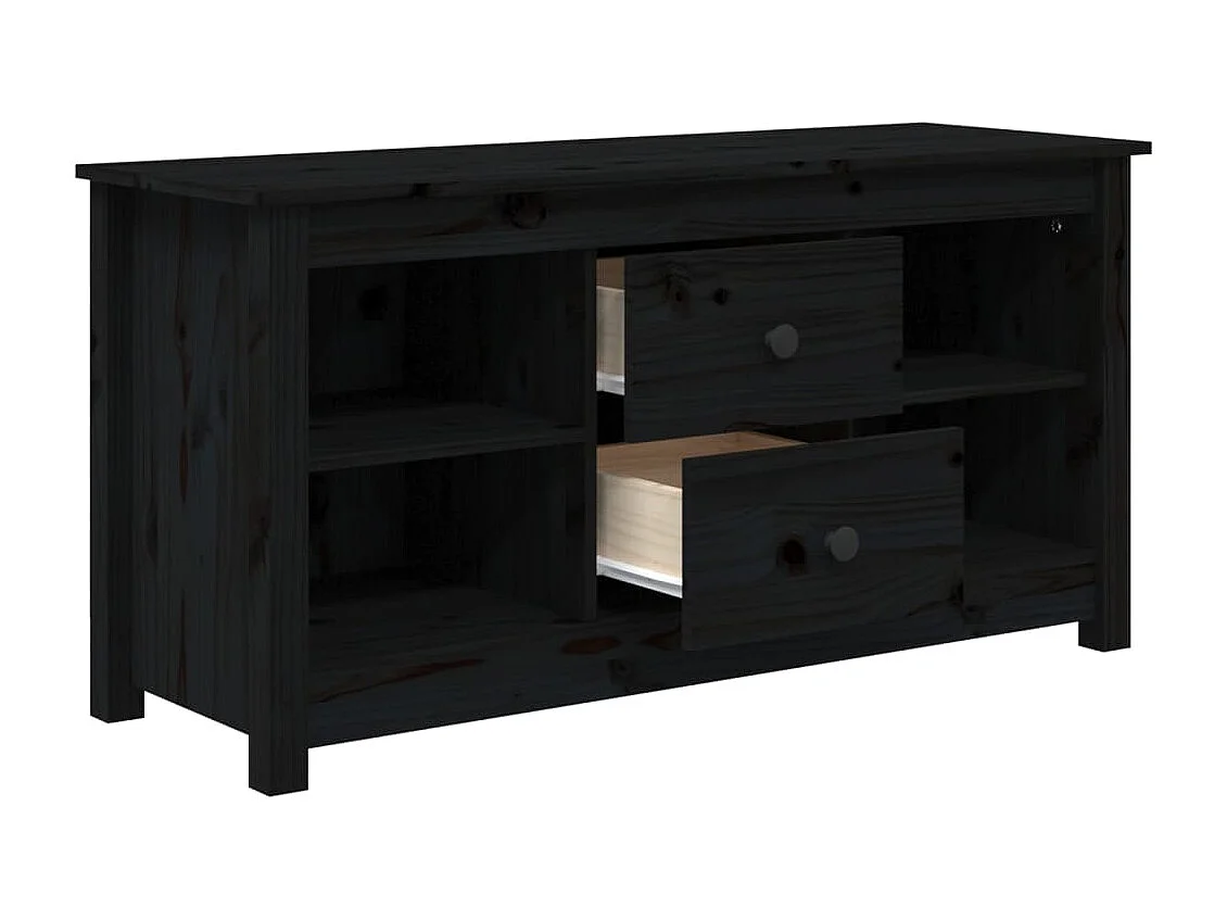 Mueble de TV | Mueble de salón de madera maciza de pino negro 103x36,5x52 cm