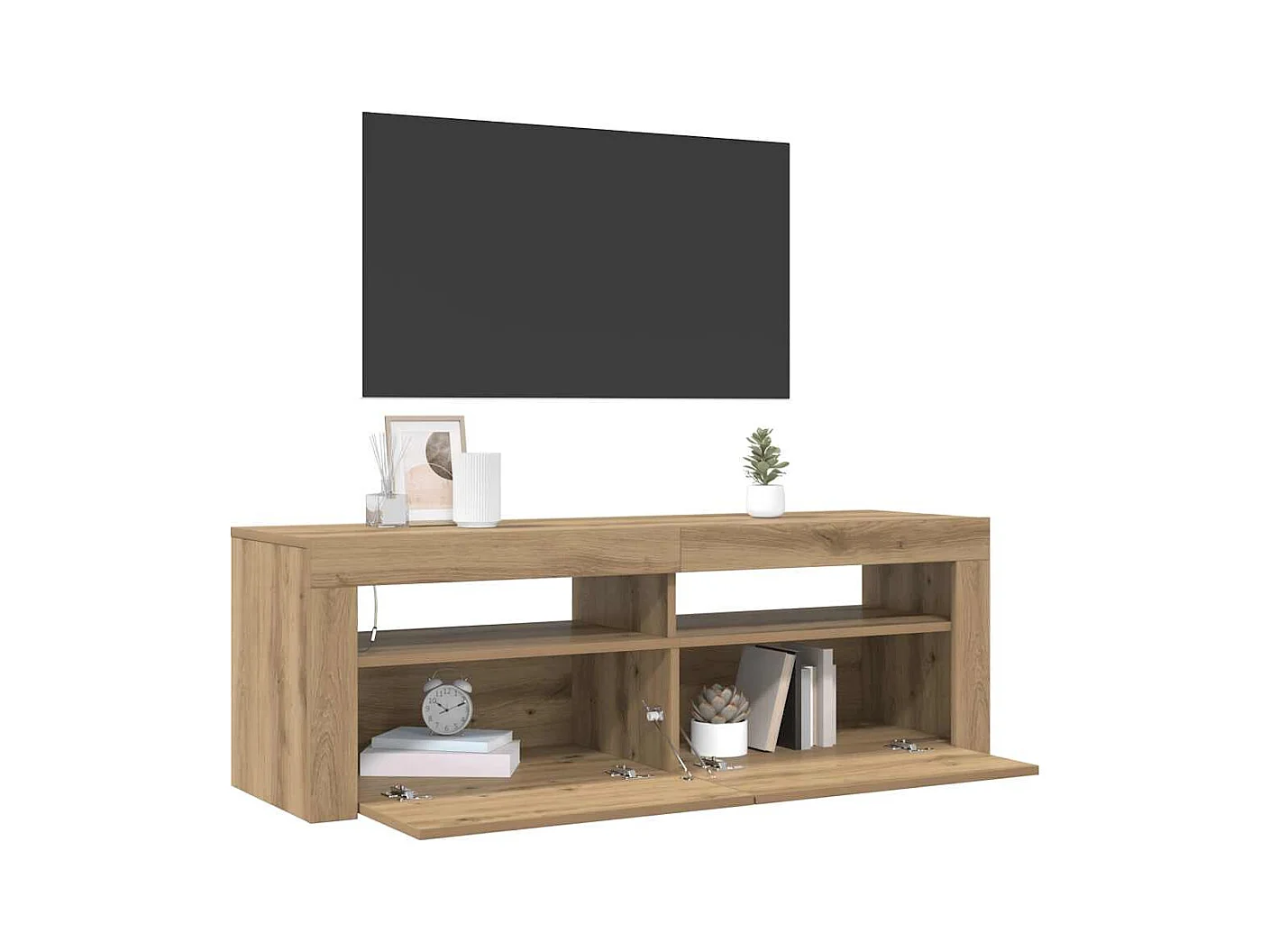 Mueble de TV | Mueble de salón luces LED madera roble artisan 120x35x40 cm