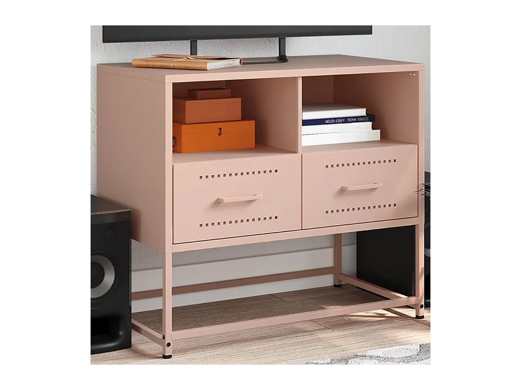 Mueble para TV  | Gabinete de TV |  Mueble de salón de acero rosa 68x39x60,5 cm