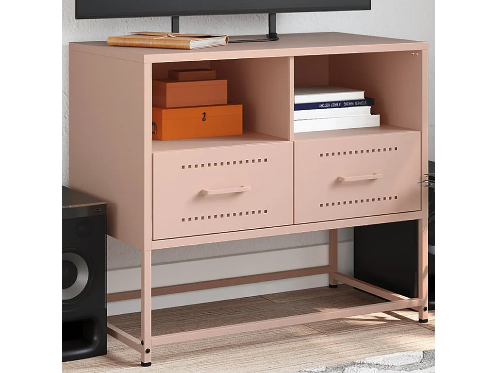Meuble TV | Banc TV | Armoire TV rose 68x39x60,5 cm acier