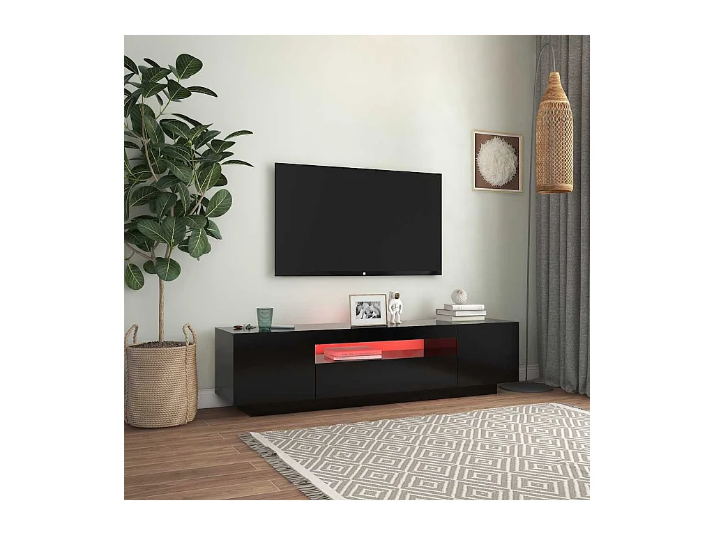 Meuble TV | Banc TV | Armoire TV avec lumières LED noir 160x35x40 cm