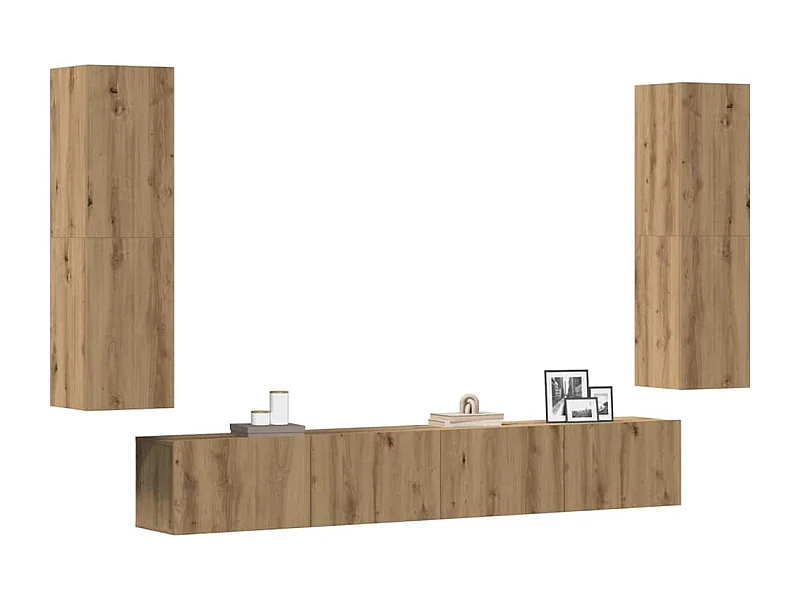 Meubles TV | Bancs TV | Armoires TV muraux 4 pcs chêne artisanal bois d'ingénierie