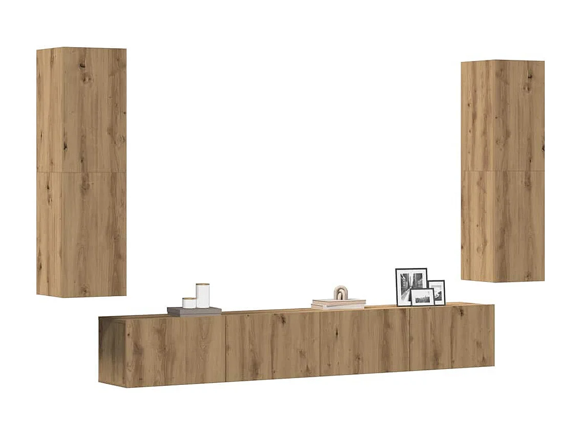 Meubles TV | Bancs TV | Armoires TV muraux 4 pcs chêne artisanal bois d'ingénierie
