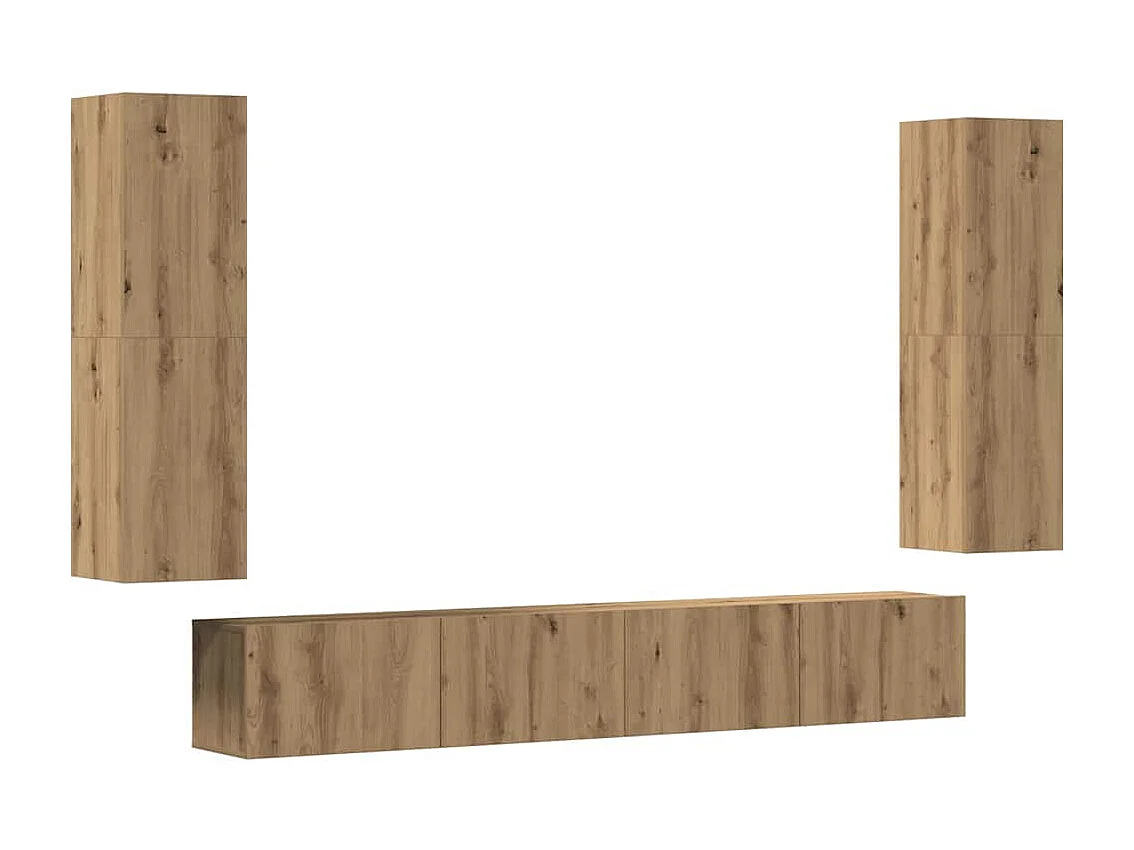 Meubles TV | Bancs TV | Armoires TV muraux 4 pcs chêne artisanal bois d'ingénierie