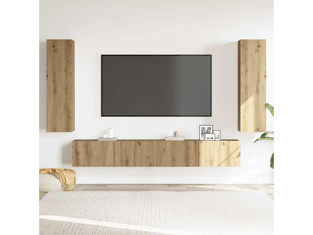 Meubles TV | Bancs TV | Armoires TV muraux 4 pcs chêne artisanal bois d'ingénierie