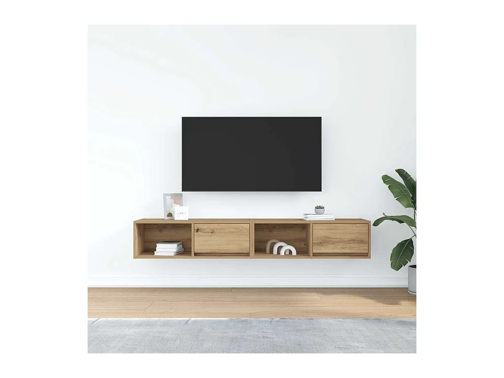 muebles para TV  | Gabinetes de TV |  Muebles de salón 2 uds madera roble artisan 80x31x25,5 cm