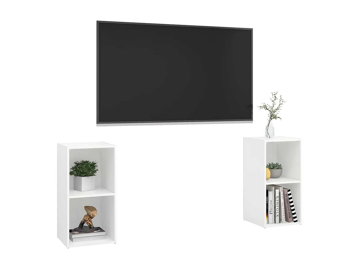 Meubles TV | Bancs TV | Armoires TV 2 pcs Blanc 72x35x36,5 cm Bois d'ingénierie