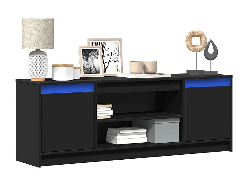 Mueble de TV | Mueble de salón con LED madera de ingeniería negro 139,5x34x50 cm