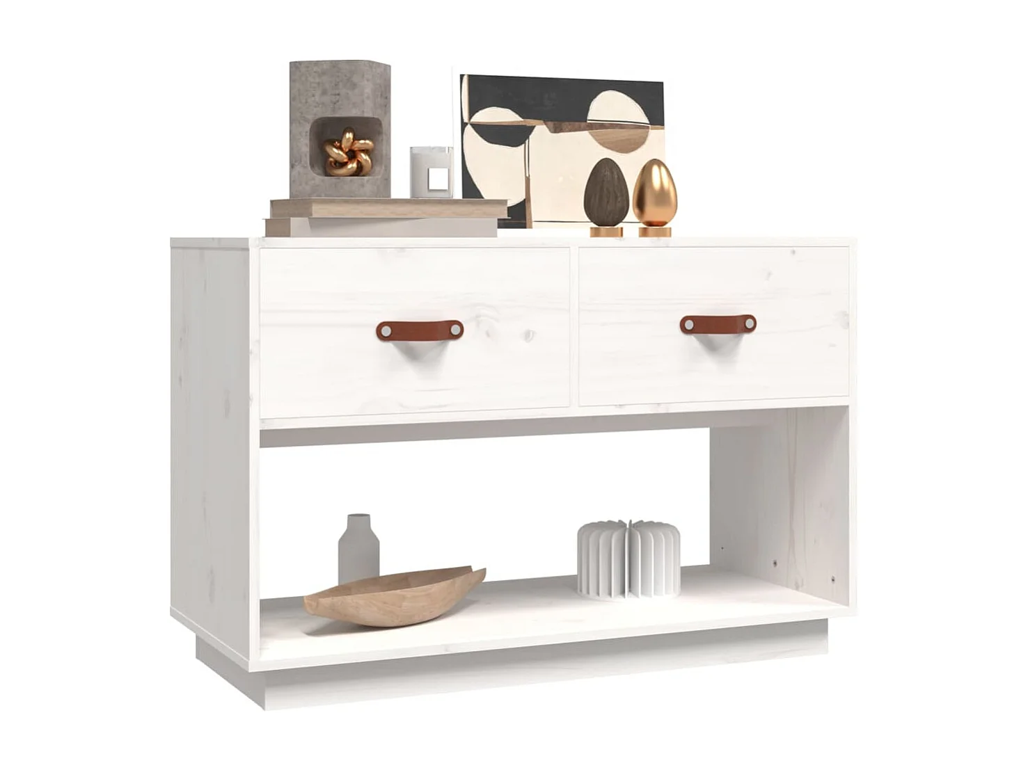 Meuble TV | Banc TV | Armoire TV Blanc 90x40x60 cm Bois de pin massif