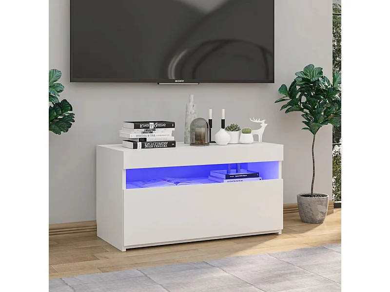 Meuble TV | Banc TV | Armoire TV avec lumières LED Blanc 75x35x40 cm