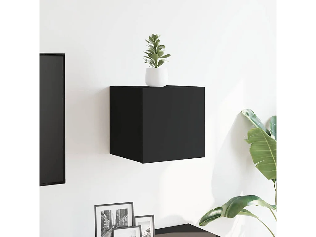 Mueble TV | Mueble de salón de pared negro 30,5x30x30 cm