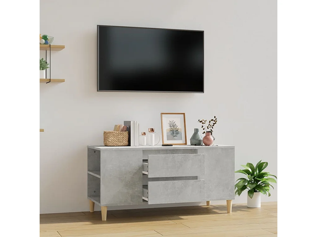 Meuble TV | Banc TV | Armoire TV Gris béton 102x44,5x50 cm Bois d'ingénierie