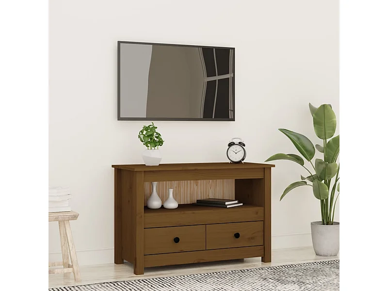 Mueble de TV | Mueble de salón madera maciza de pino marrón miel 79x35x52 cm