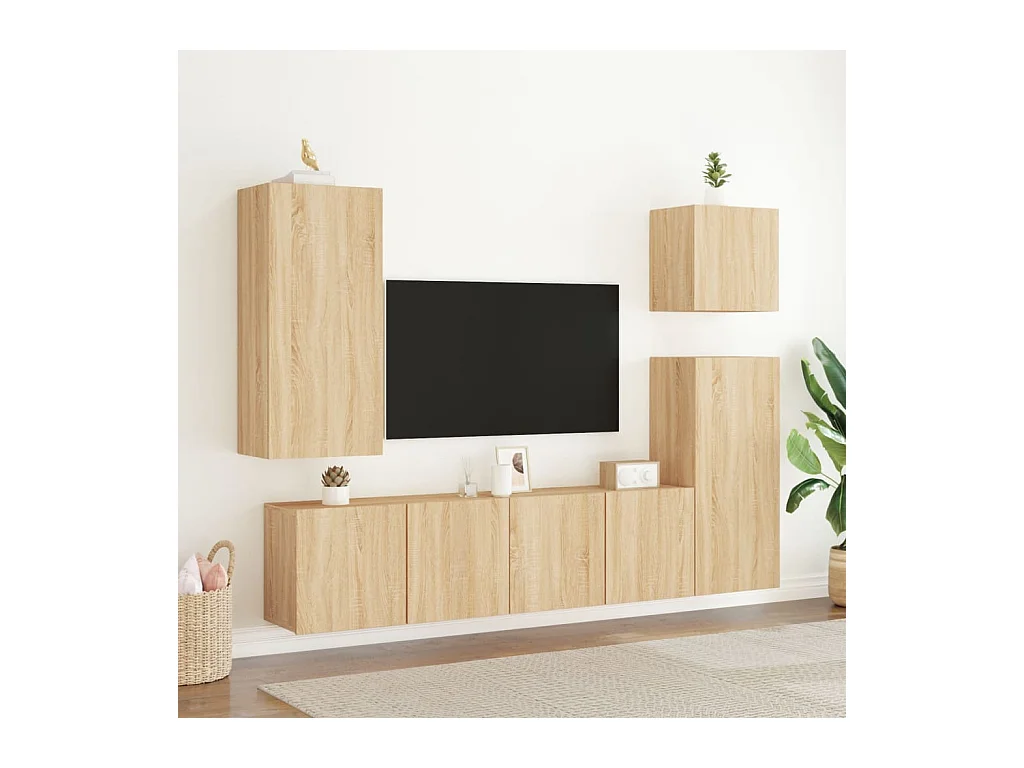 muebles para TV  | Gabinetes de TV |  Muebles de salón de pared 2 unidades roble Sonoma 80x30x41 cm