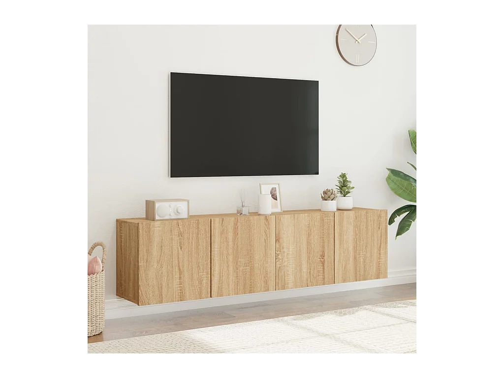 muebles para TV  | Gabinetes de TV |  Muebles de salón de pared 2 unidades roble Sonoma 80x30x41 cm