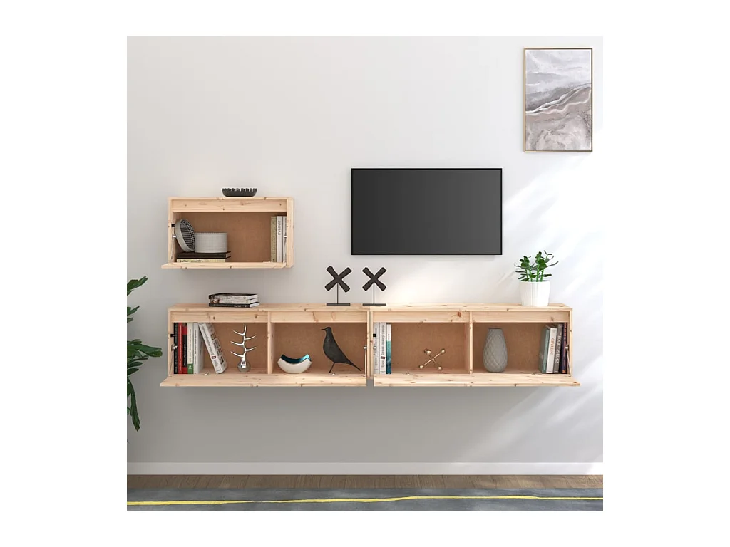 muebles para TV  | Gabinetes de TV |  Muebles de salón 3 piezas madera maciza de pino