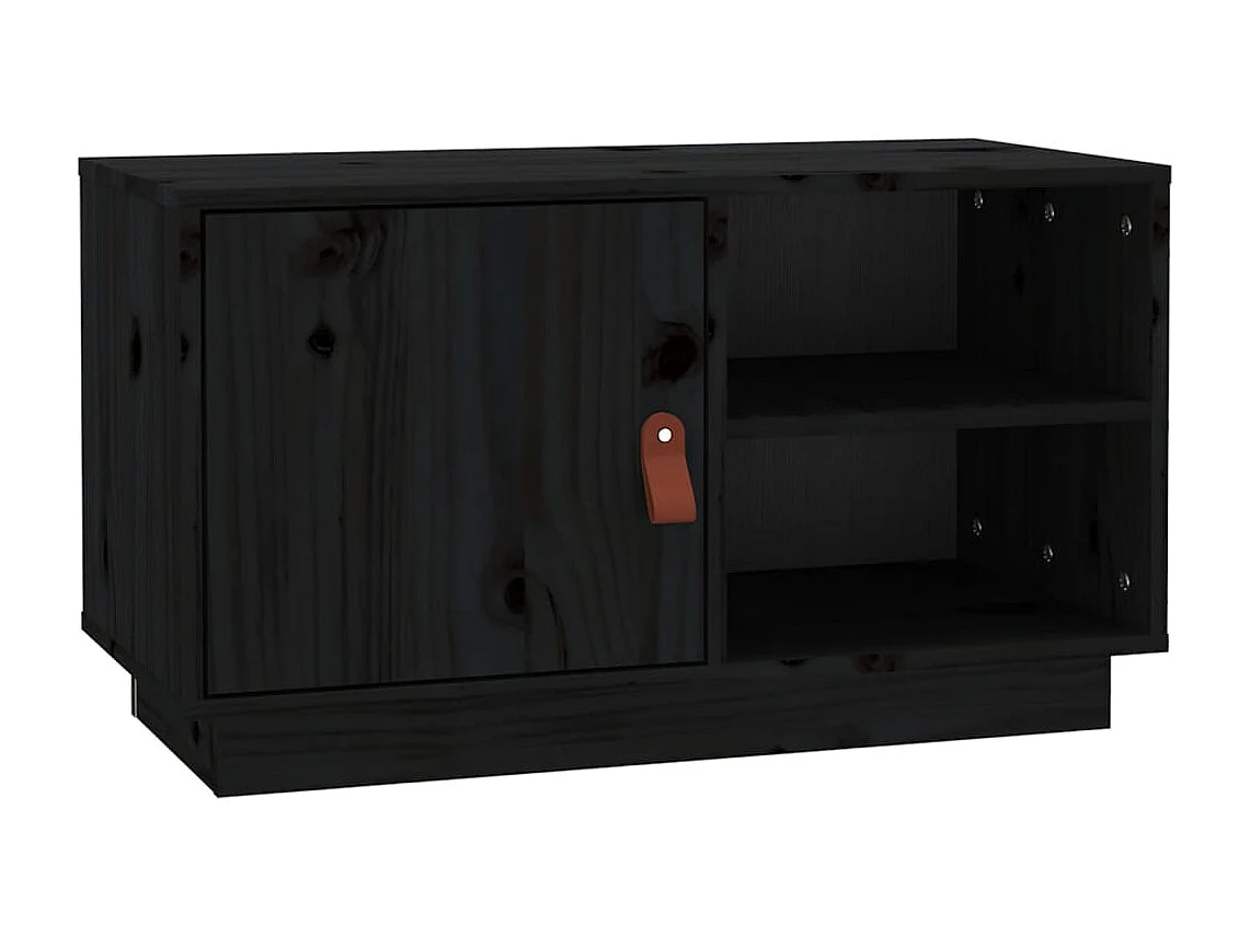Mueble de TV | Mueble de salón de madera maciza de pino negro 70x34x40 cm