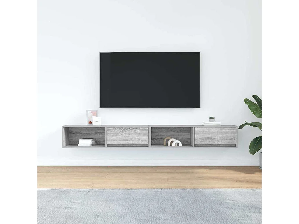 Muebles de TV | Gabinetes de TV |  Muebles de salón 2 uds madera ingeniería gris Sonoma 100x31x25,5cm