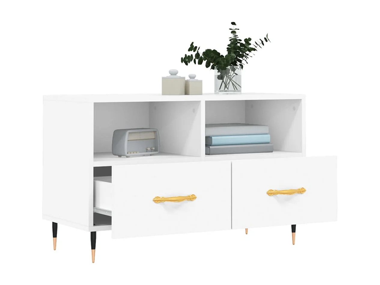Mueble para TV  | Gabinete de TV |  Mueble de salón madera contrachapada blanco 80x36x50 cm