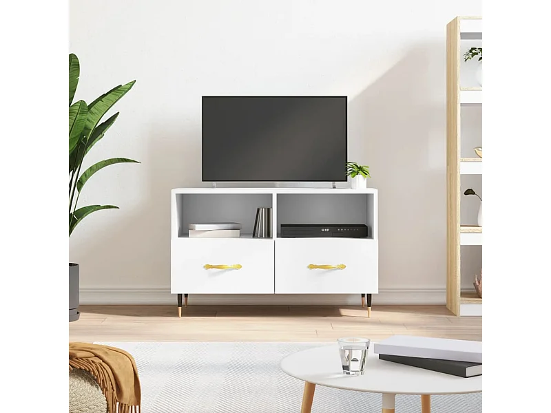 Meuble TV | Banc TV | Armoire TV Blanc 80x36x50 cm Bois d'ingénierie