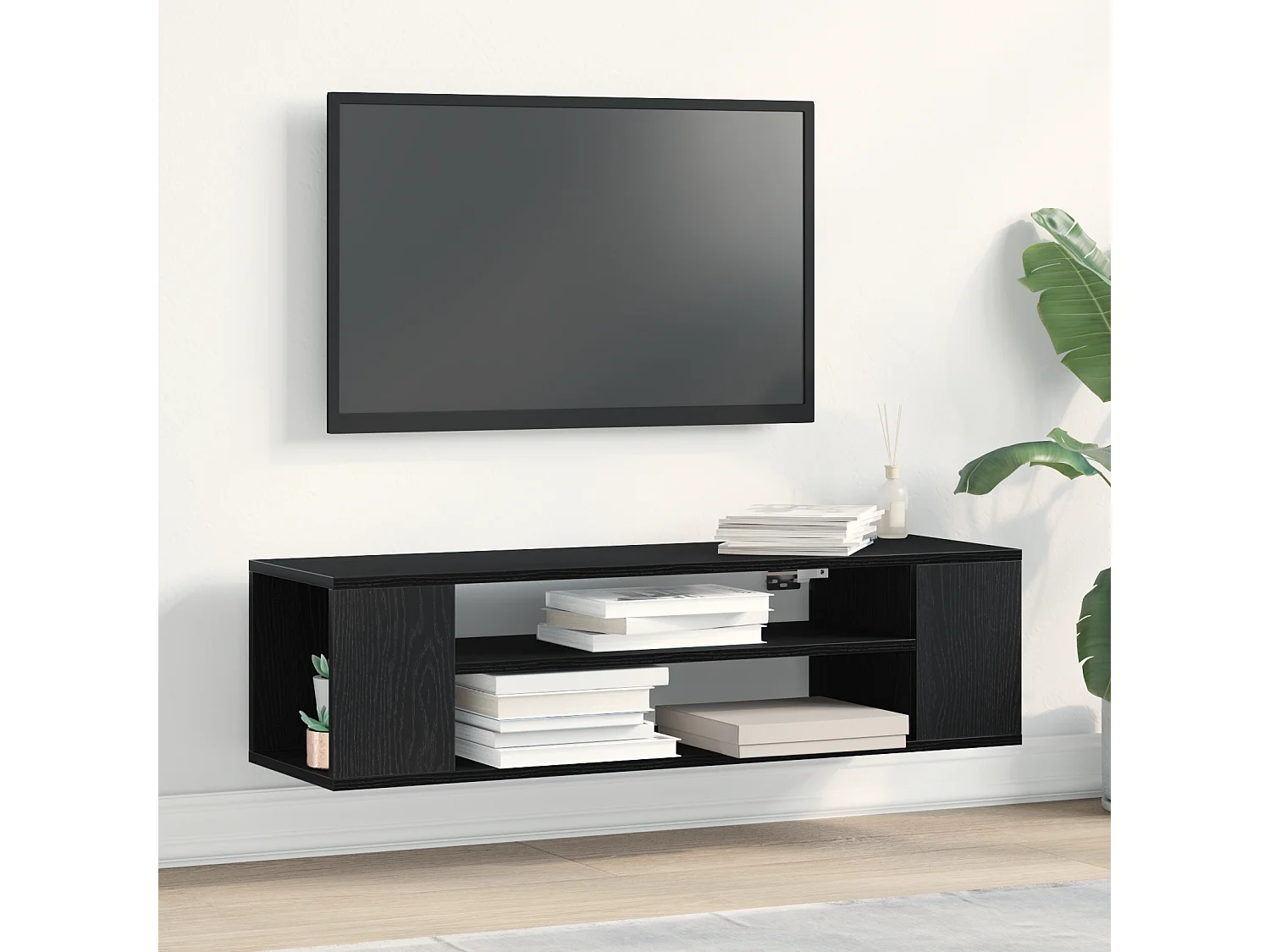 Gabinete de TV | Mueble de TV | Mueble de salón Negro 100 x 30 x 26.5 cm Madera contrachapada