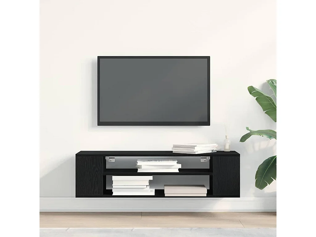 Gabinete de TV | Mueble de TV | Mueble de salón Negro 100 x 30 x 26.5 cm Madera contrachapada