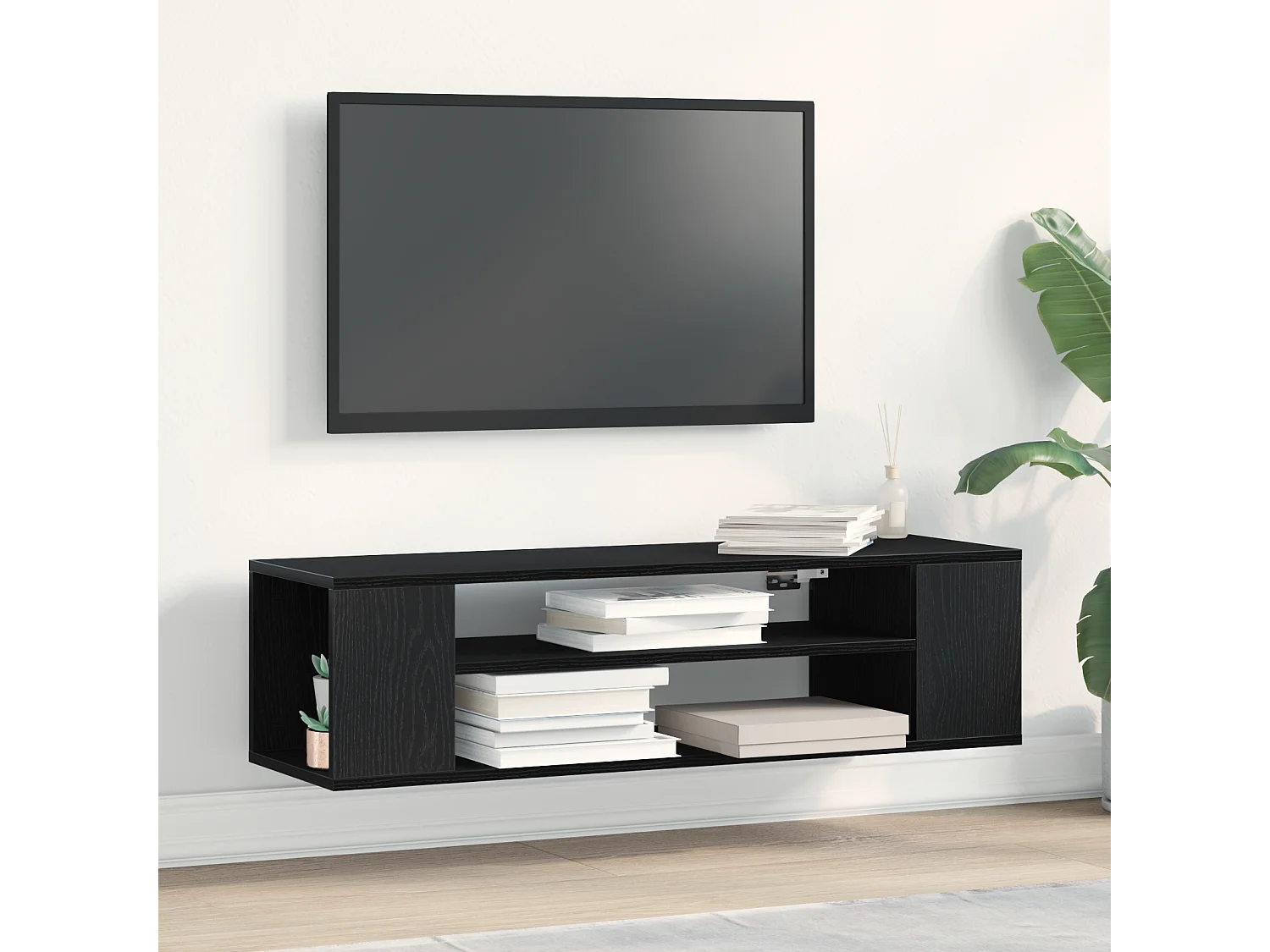 Gabinete de TV | Mueble de TV | Mueble de salón Negro 100 x 30 x 26.5 cm Madera contrachapada