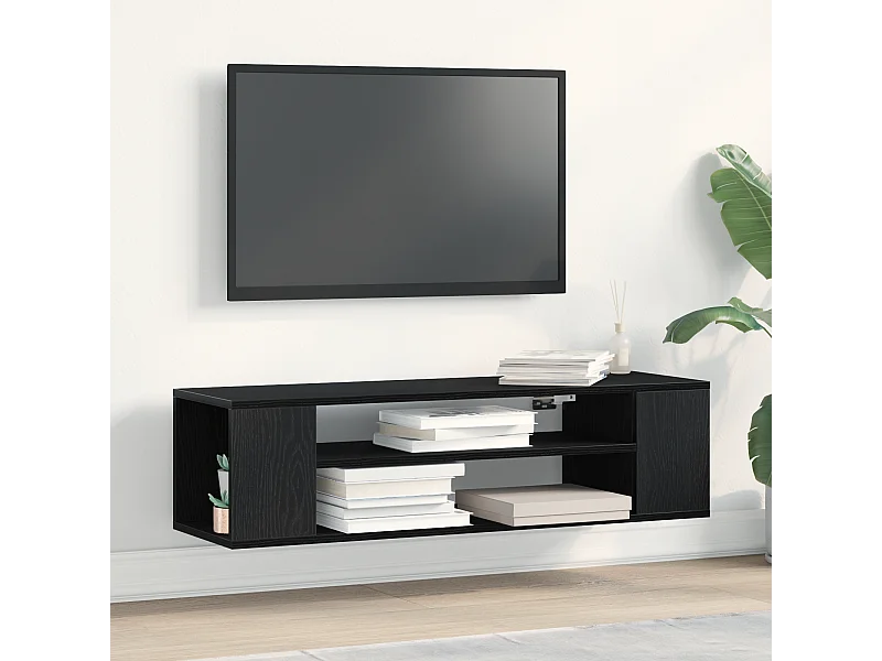 Gabinete de TV | Mueble de TV | Mueble de salón Negro 100 x 30 x 26.5 cm Madera contrachapada