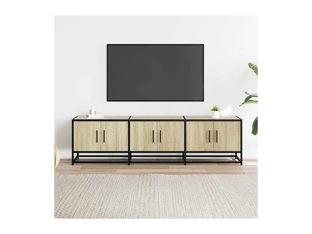 Tv-meubel | Tv-Bank | TV-kast150x35x41 cm bewerkt hout metaal sonoma eikenkleurig