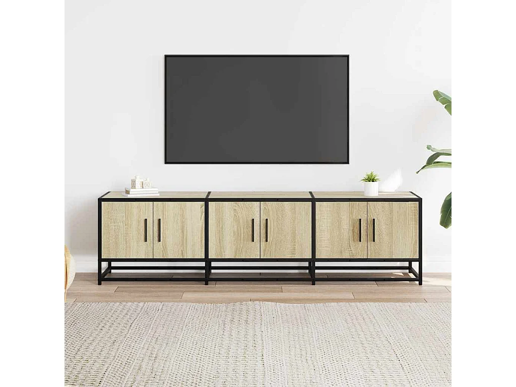 Meuble TV | Banc TV | Armoire TV chêne sonoma 150x35x41 cm bois d'ingénierie et métal