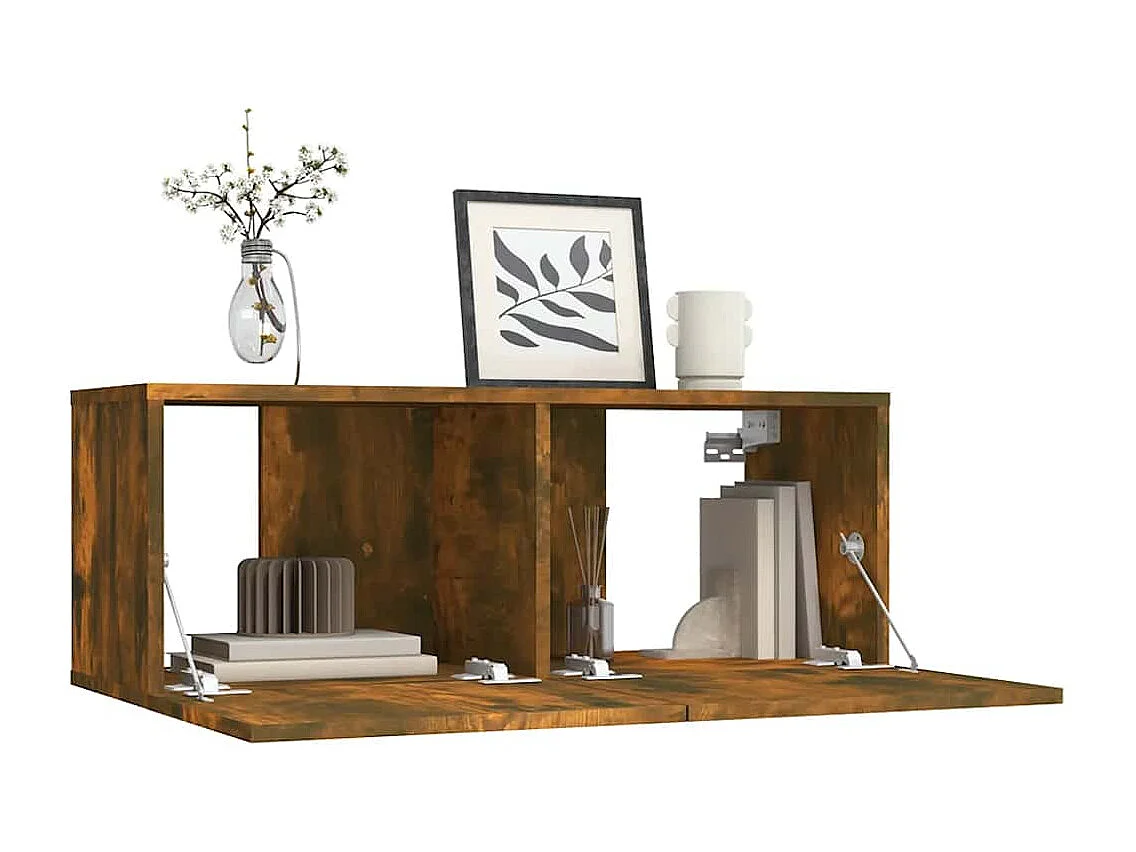 Meuble TV | Banc TV | Armoire TV chêne fumé 80x30x30 cm bois d'ingénierie