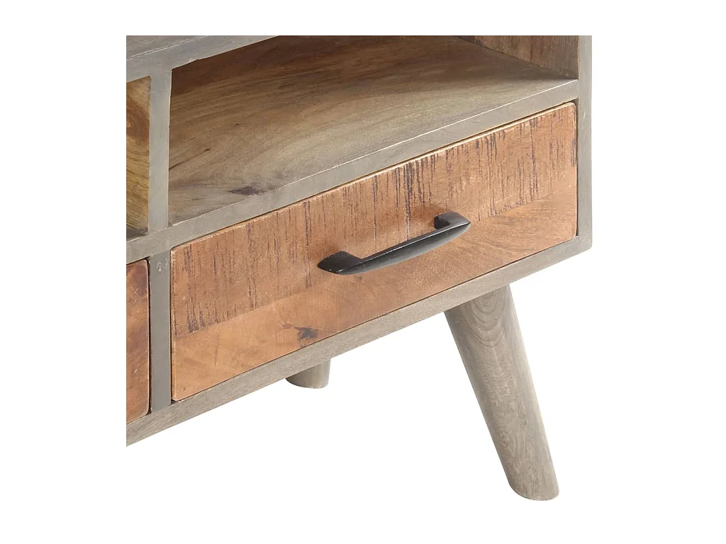 Mueble para TV  | Gabinete de TV |  Mueble de salón madera maciza de mango rugosa gris 130x35x51 cm