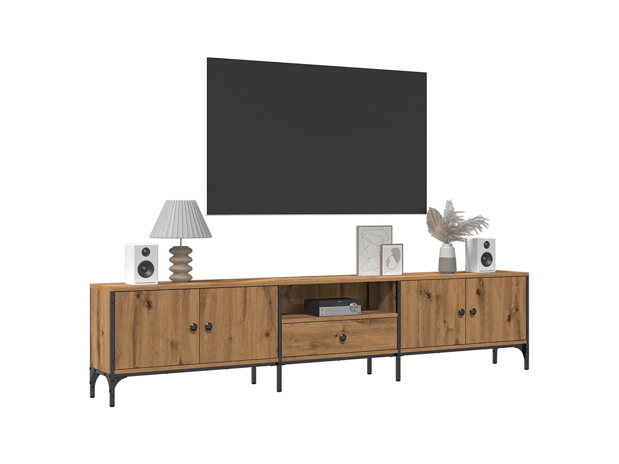 Mueble TV | Gabinete de TV | Mueble de salón cajón madera ingeniería roble artesanal 200x25x44 cm