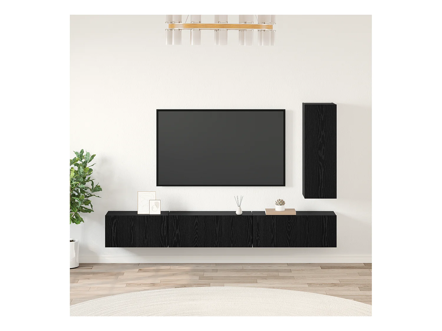Conjunto de Mueble de TV | Mueble de salón 4 pcs Roble negro 30.5 x 30 x 90 cm