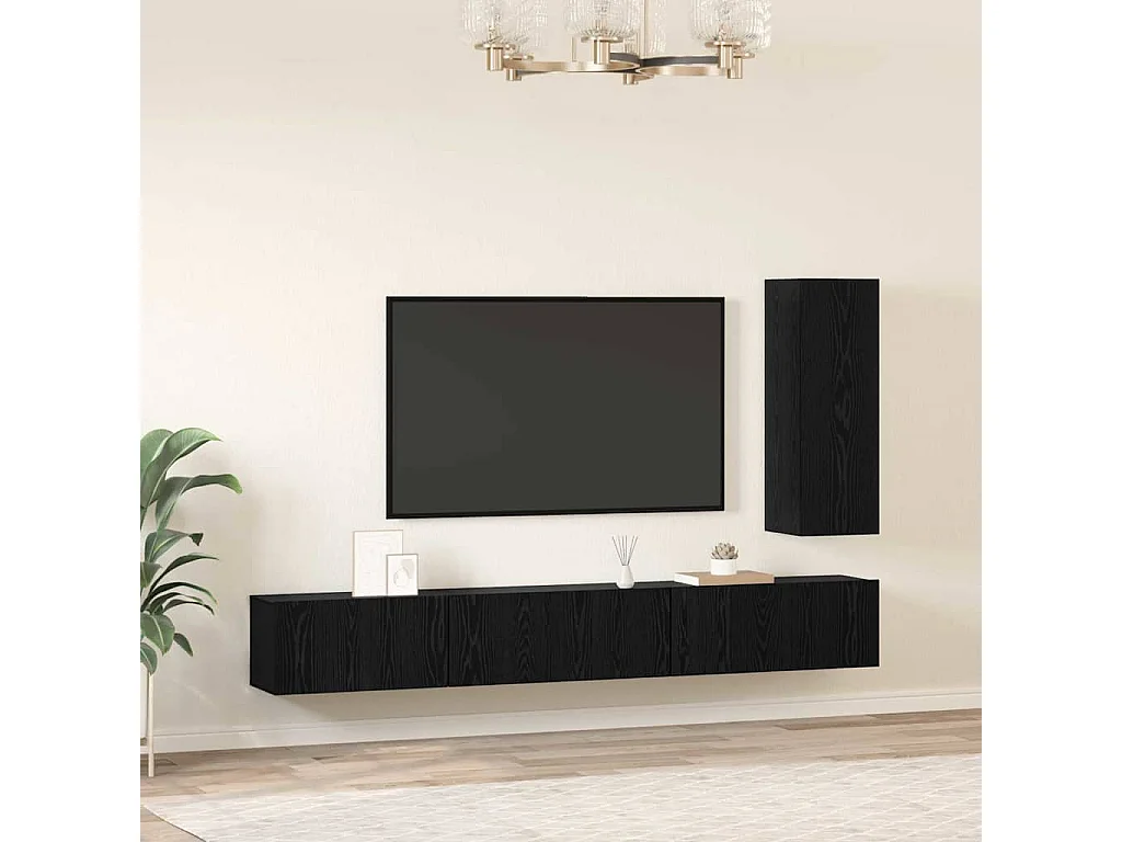 Ensemble meuble TV | Banc TV | Armoire TV 4 pcs Chêne Noir 30,5 x 30 x 90 cm