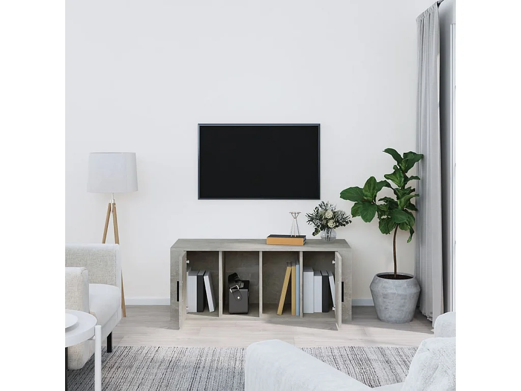 Meuble TV | Banc TV | Armoire TV Gris béton 100x35x40 cm Bois d'ingénierie