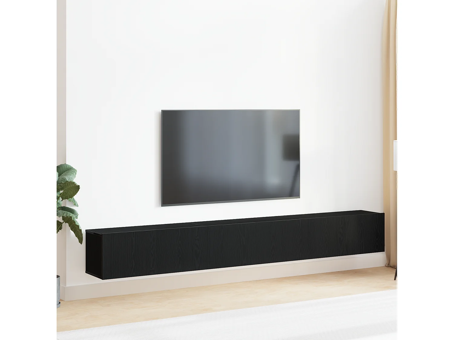 Set meuble TV | Banc TV | Armoire TV 3 pièces - Bois reconstitué noir