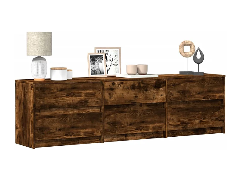 Tv-meubel | Tv-Bank | TV-kastmet LED 180x34x50 cm bewerkt hout gerookt eikenkleur