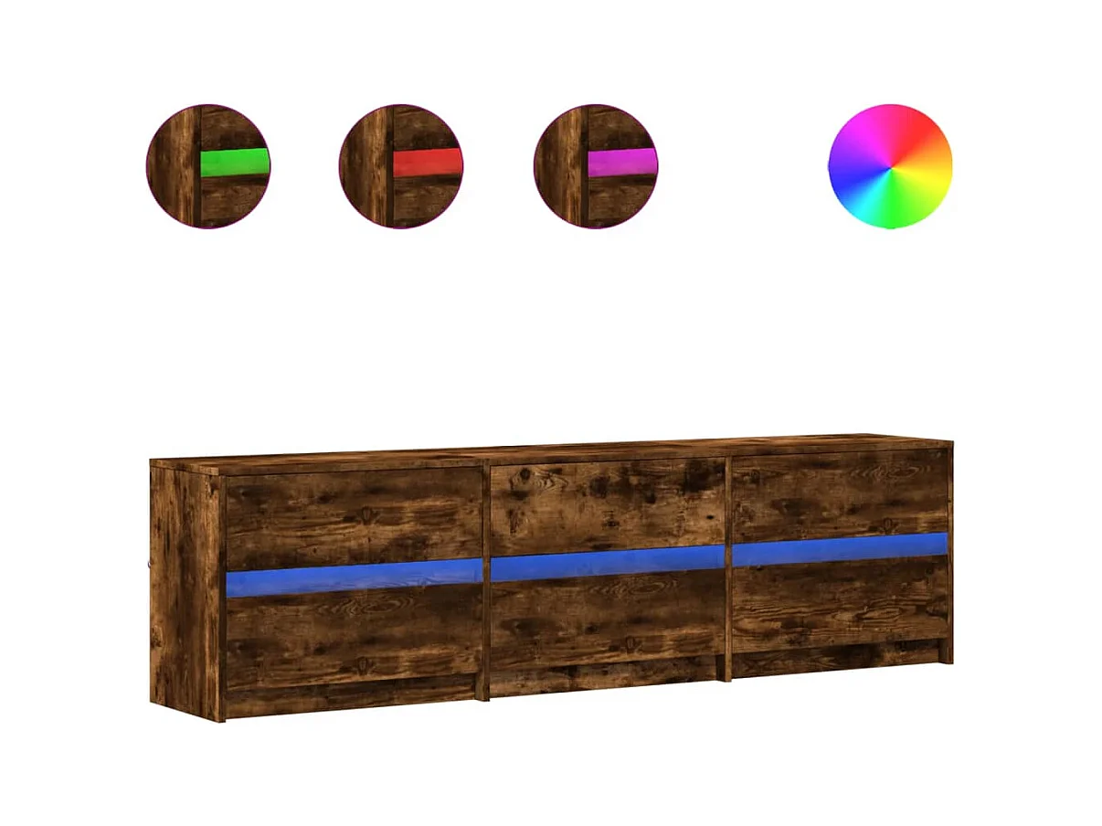 Tv-meubel | Tv-Bank | TV-kastmet LED 180x34x50 cm bewerkt hout gerookt eikenkleur