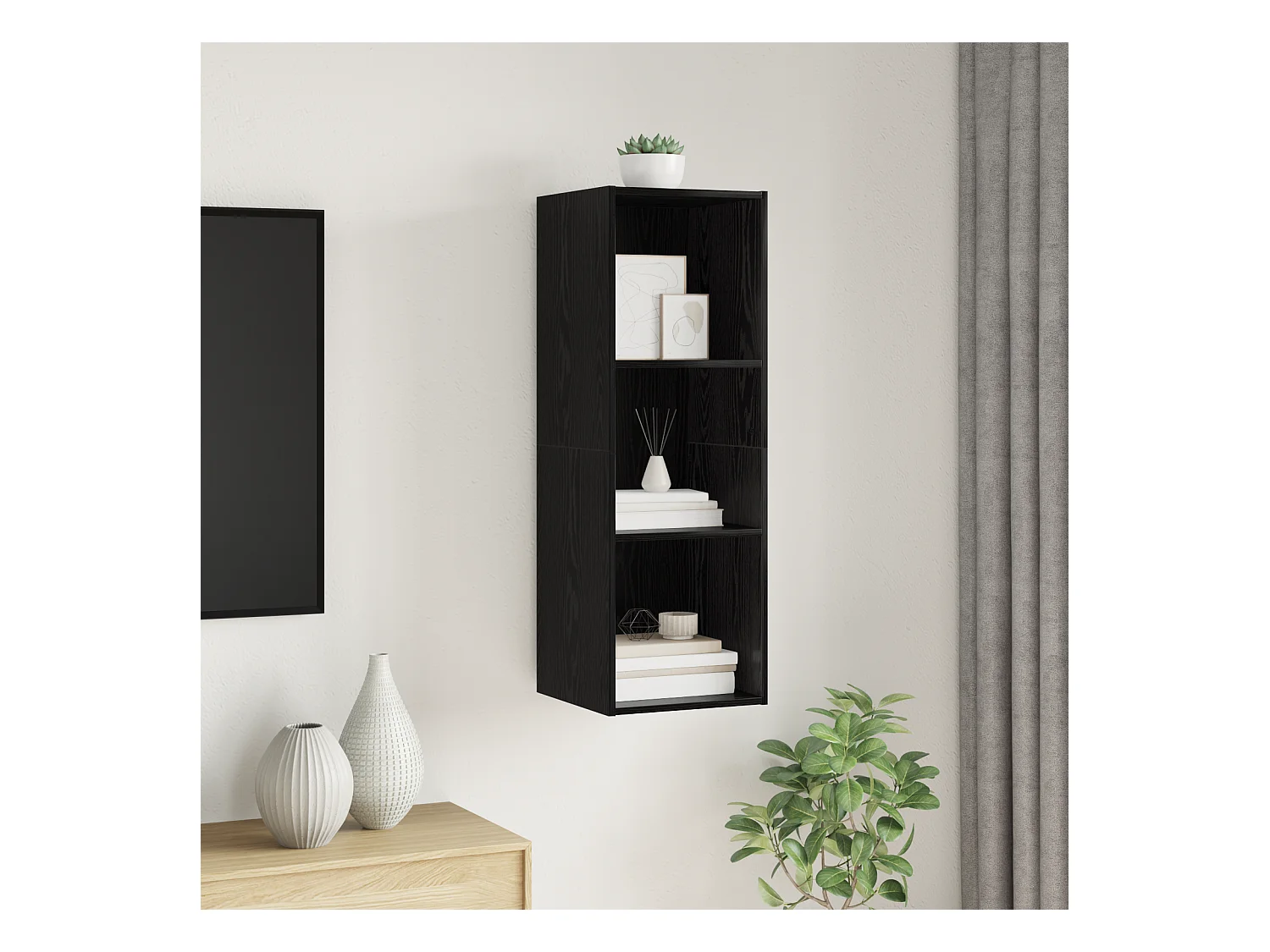 Armario de TV | Mueble TV | Mueble de salón Roble negro 37 x 37 x 107 cm Madera contrachapada