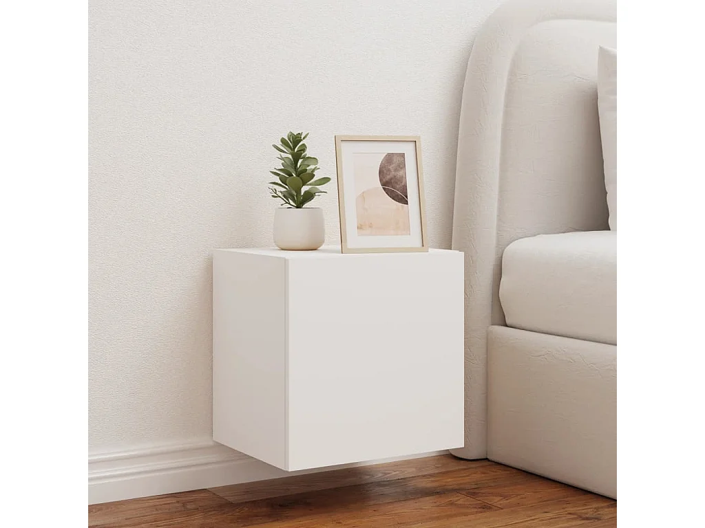 Mueble de TV | Mueble de salón de pared con luces LED blanco 40,5x35x40 cm