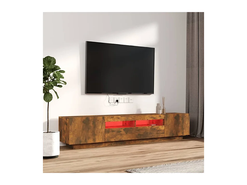 Ensemble de meubles TV | Bancs TV | Armoires TV avec lumières LED 2 pcs Chêne fumé