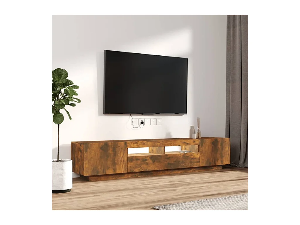 Ensemble de meubles TV | Bancs TV | Armoires TV avec lumières LED 2 pcs Chêne fumé