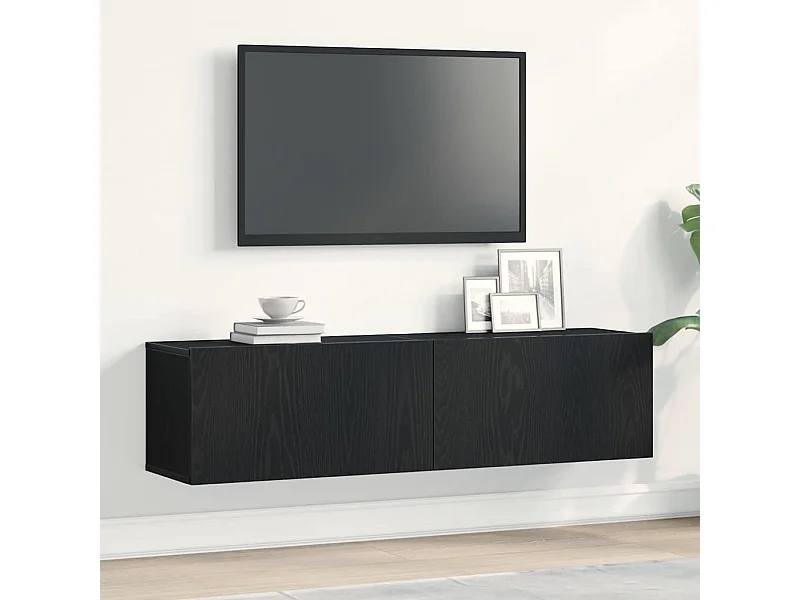 Mueble de TV | Mueble de salón de madera de roble negro 120x30x30,5 cm