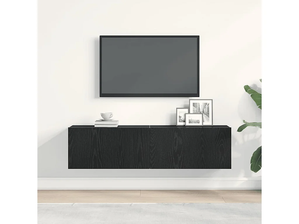 Mueble de TV | Mueble de salón de madera de roble negro 120x30x30,5 cm