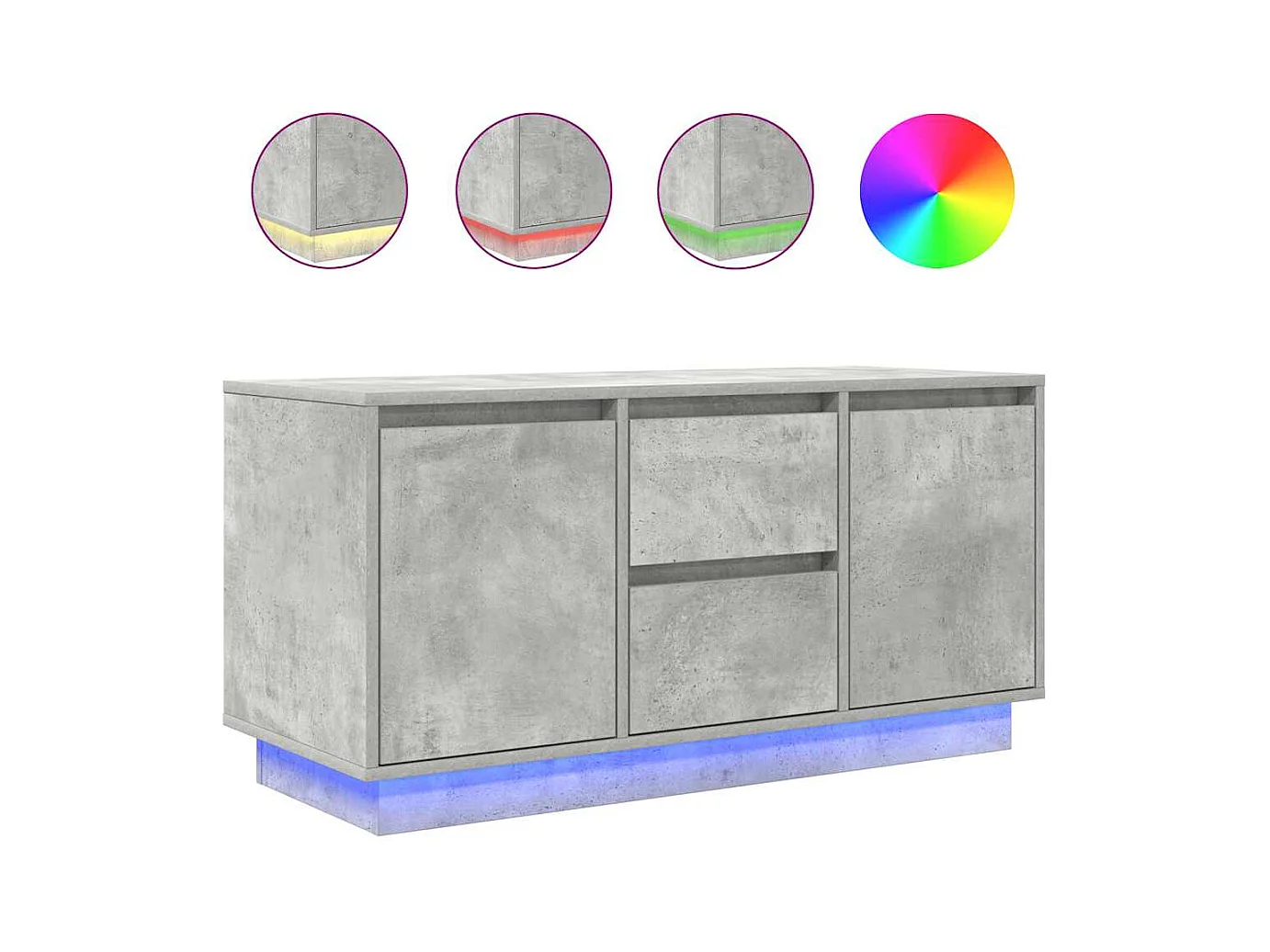 Tv-meubel | Tv-Bank | TV-kastmet LED-verlichting 100x41x50 cm betongrijs